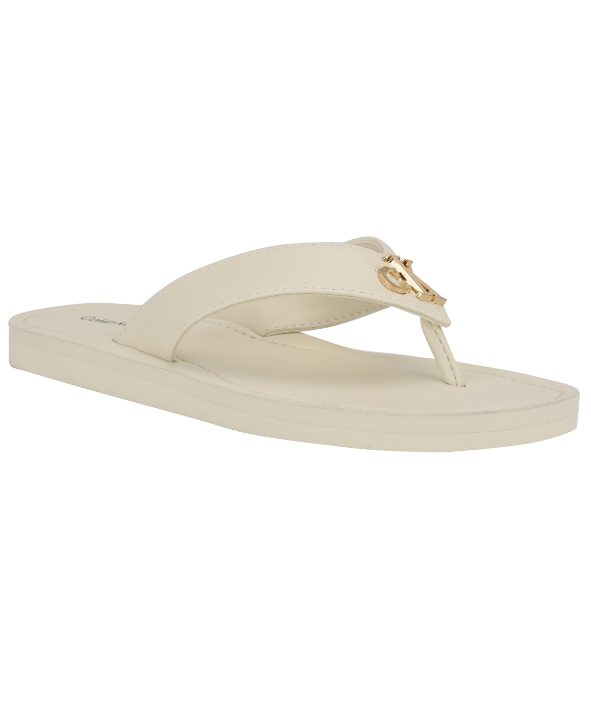 Calvin Klein Women's Jaimze Logo Thong Sandals In White
