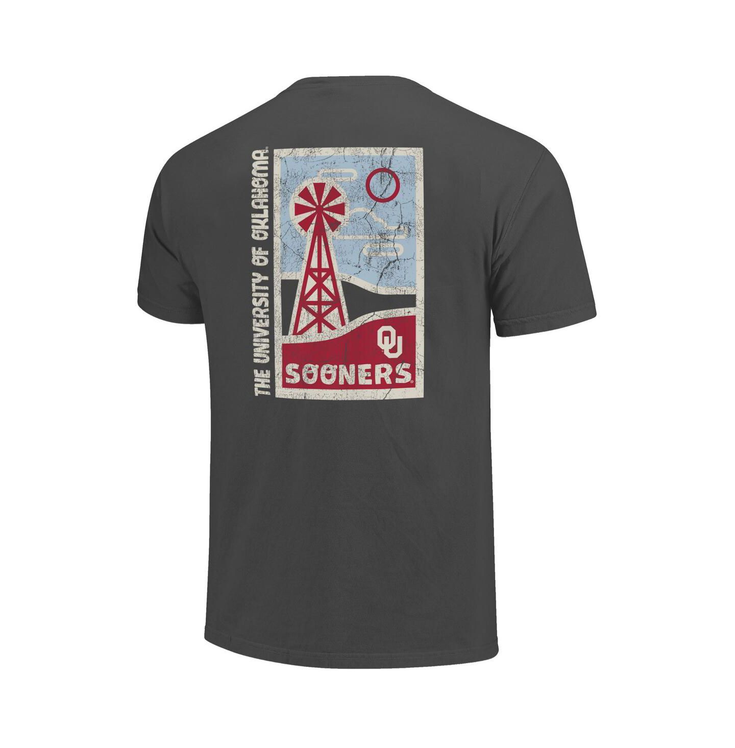 Мужская футболка Image One Graphite Oklahoma Sooners Comfort Colors Minimal Vista Distressed Graphics — фото 3