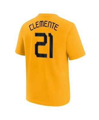 Big Boys and Girls Roberto Clemente Gold Pittsburgh Pirates Fuse City Connect Name Number T-Shirt