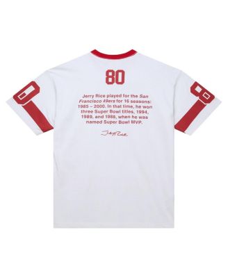 Men's Jerry Rice White San Francisco 49ers Name Number Team Origins Vintage Logo T-Shirt