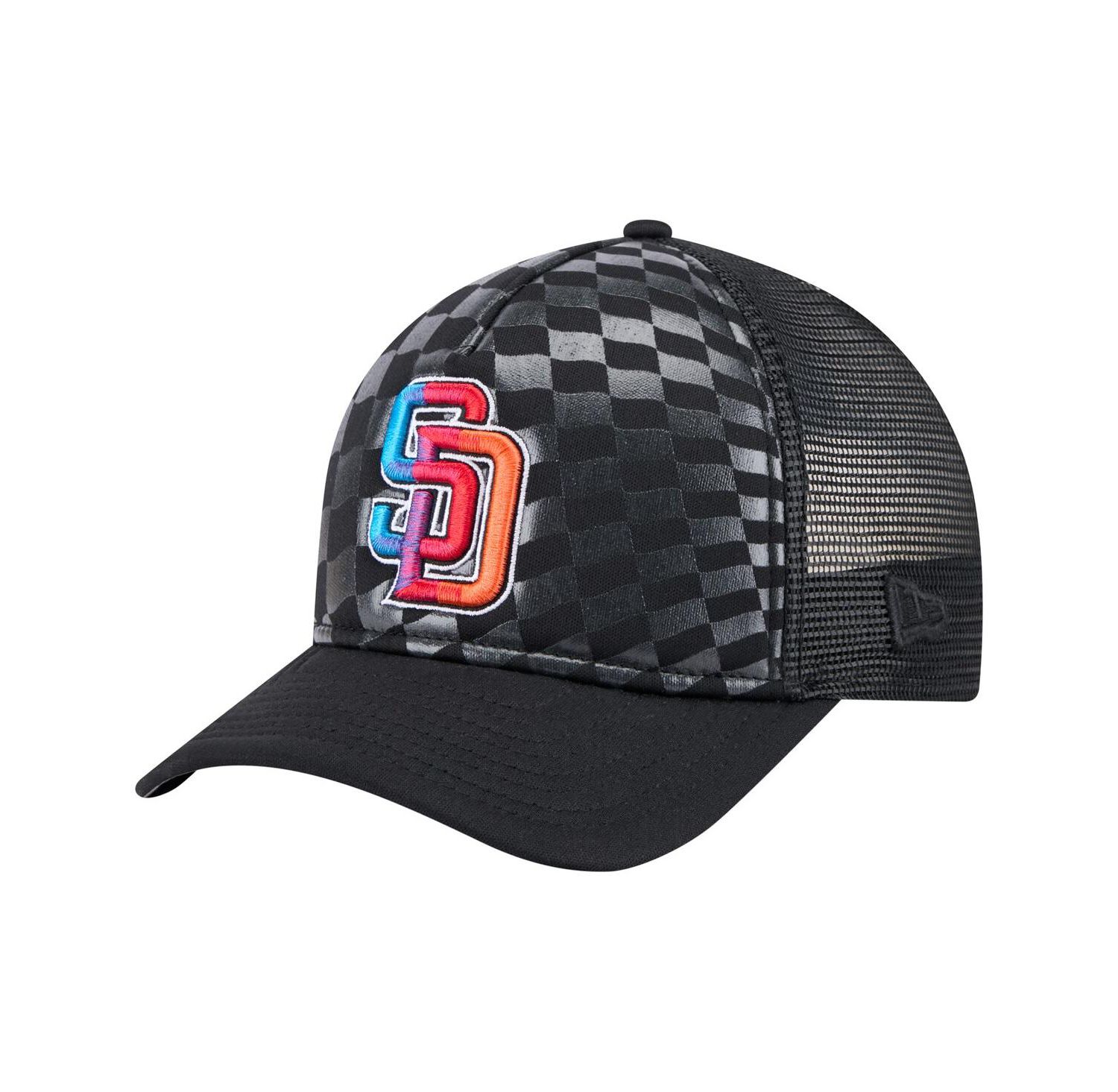 Men's Black San Diego Padres Gradient 9FORTY A-Frame M-Crown Trucker Adjustable Hat