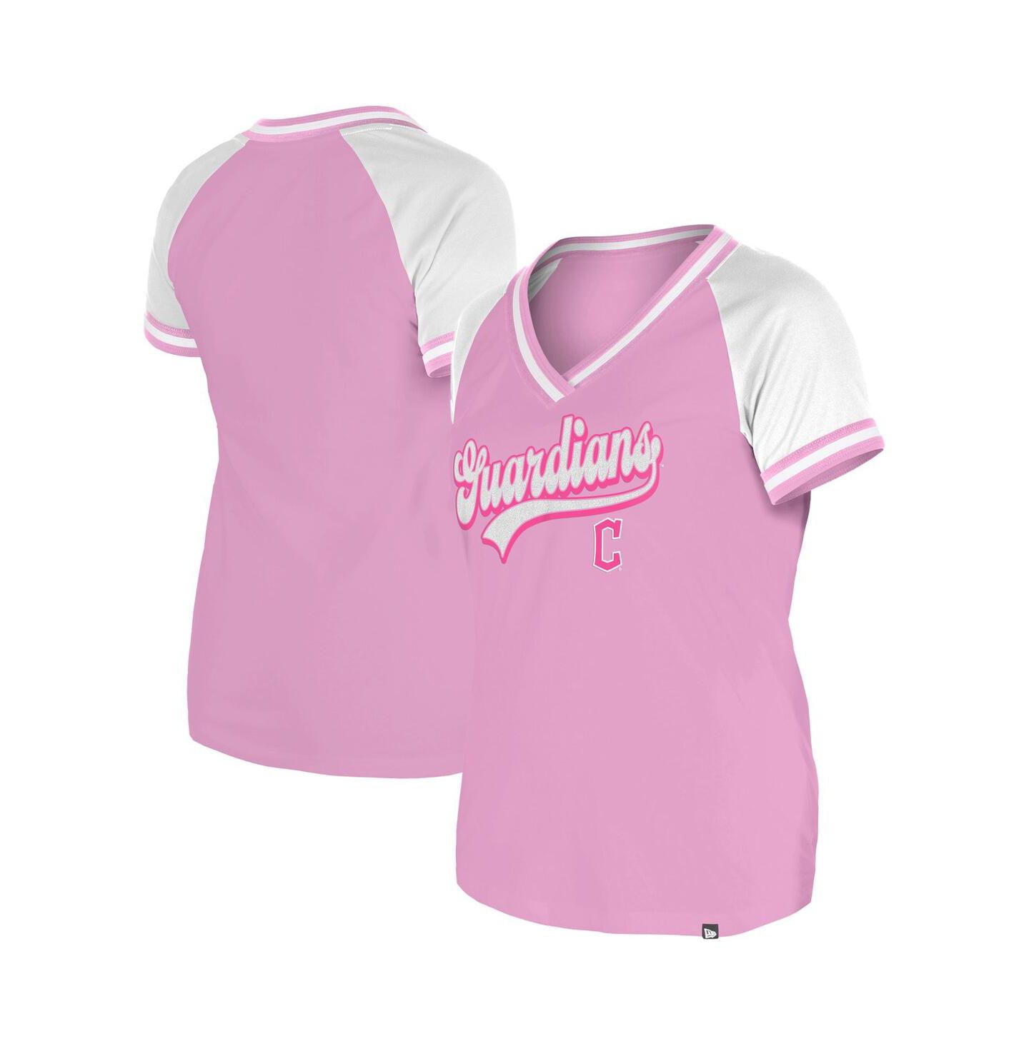 Женская футболка New Era Light Pink Cleveland Guardians Gameday V-Neck — фото 1