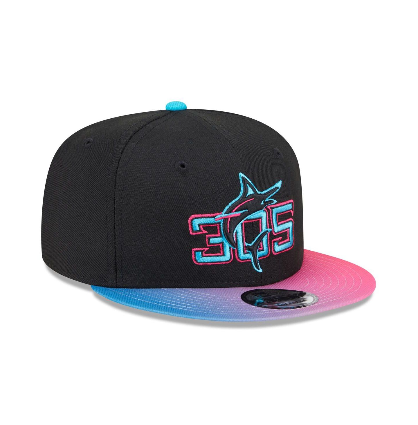 Мужская кепка New Era Black/Pink Miami Marlins 2025 City Connect 9FIFTY Snapback Hat — фото 3