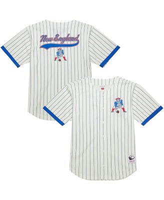 Mitchell & Ness - Men's Cream New England Patriots Final Seconds Vintage Logo Mesh Button-Up Shirt