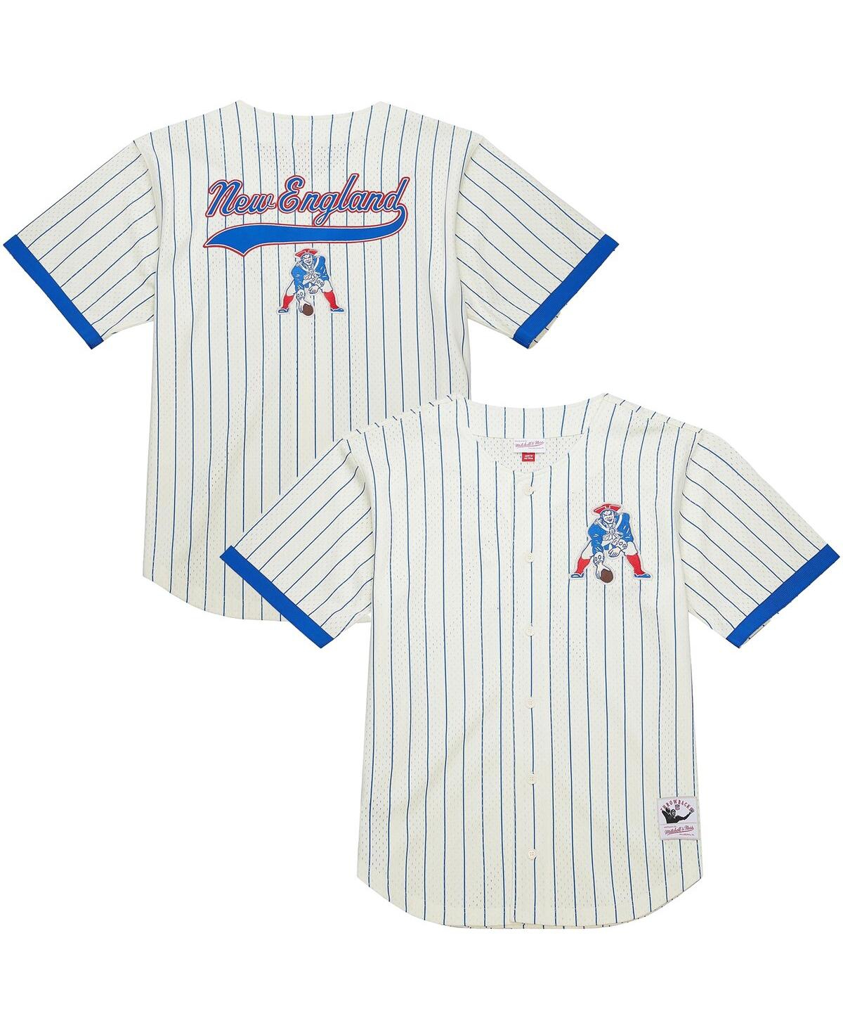 Men's Cream New England Patriots Final Seconds Vintage Logo Mesh Button-Up Shirt - Cream