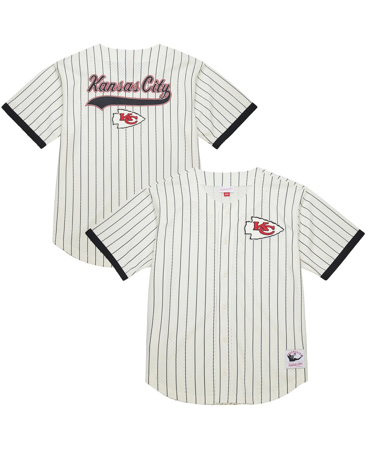 Men's Cream Kansas City Chiefs Final Seconds Vintage Logo Mesh Button-Up Shirt - Cream