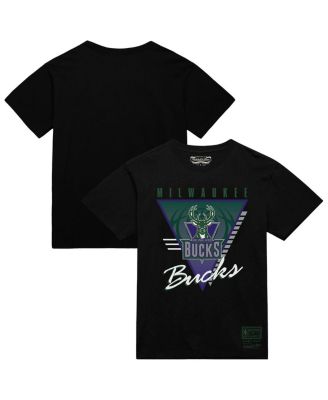 Mitchell & Ness - Men's Black Milwaukee Bucks Worldwide Collection Tri-Logo T-Shirt