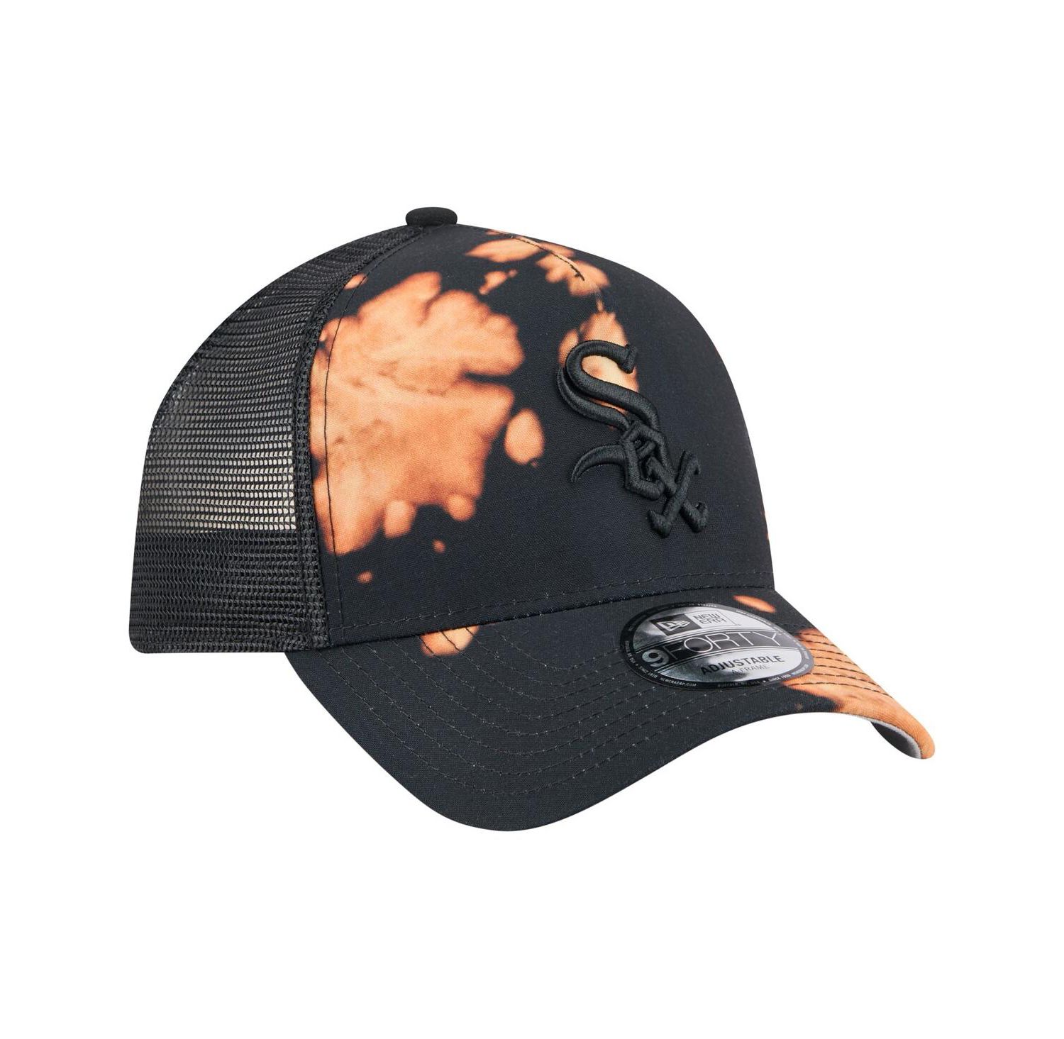 Men's Black Chicago White Sox Bleached A-Frame 9FORTY Adjustable Hat