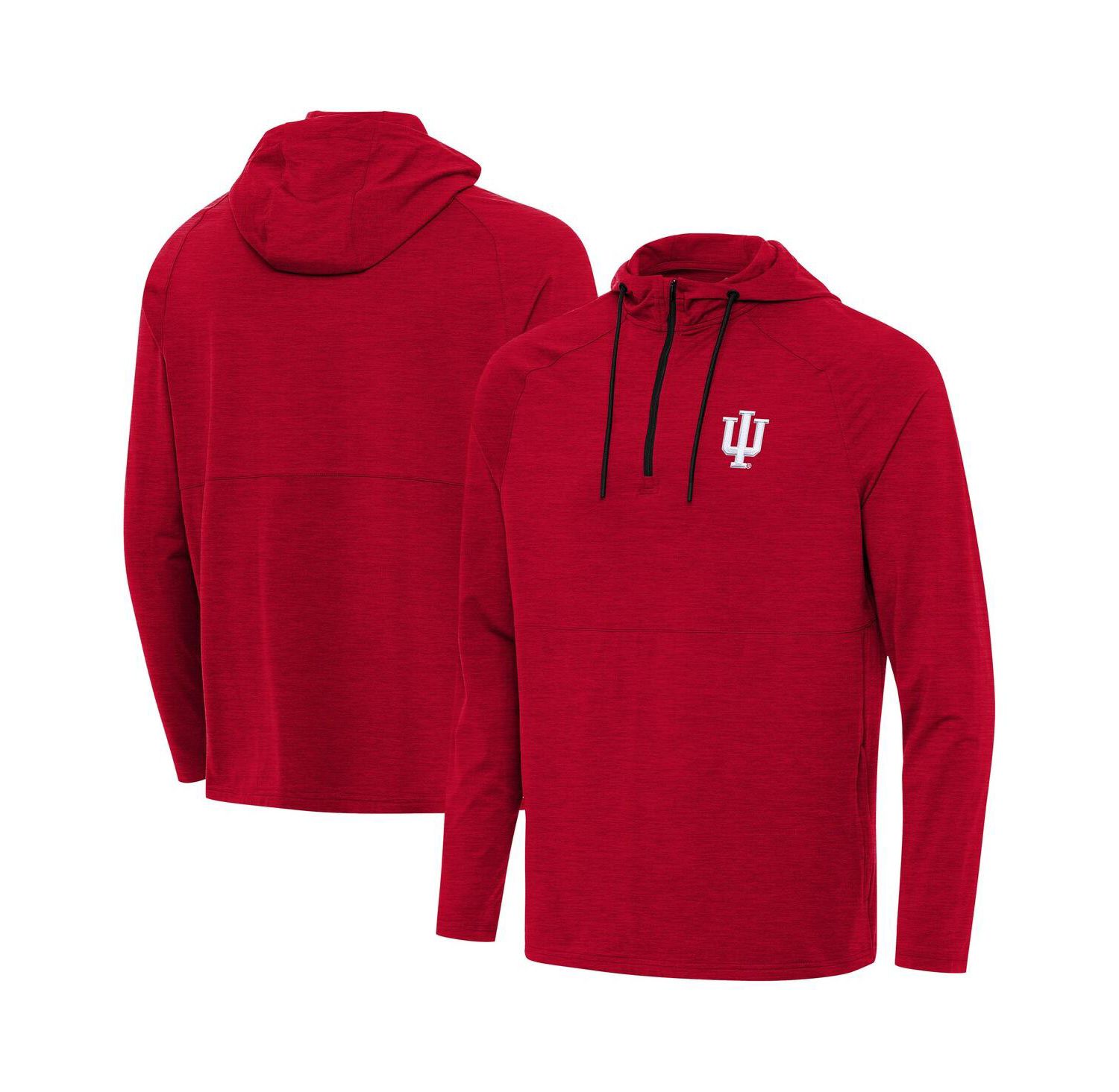 Men's Heather Red Indiana Hoosiers Spikes Quarter-Zip Hoodie