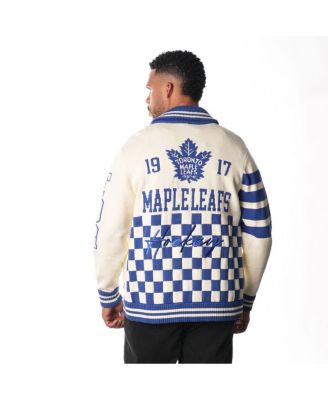 Men's and Women's Cream Toronto Maple Leaf's Jacquard Full-Zip Sweater