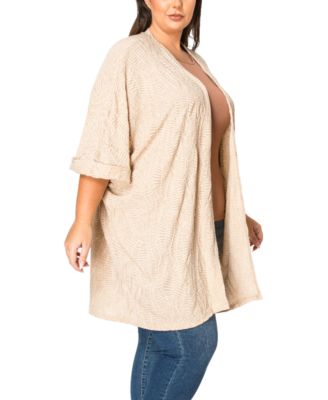Plus Size Spiral Wave Texture Dolman Cardigan Sweater