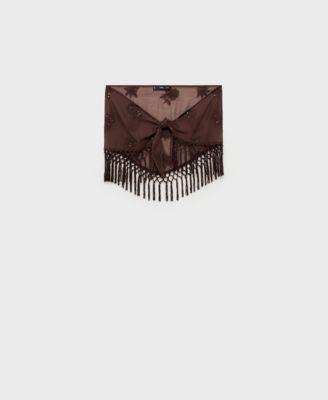 Women's Embroidered Fringe Mini Skirt