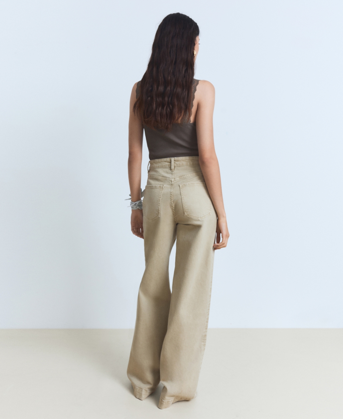 MANGO WOMEN'S WIDE LEG HIGH WAIST FULL LENGTH JEANS 