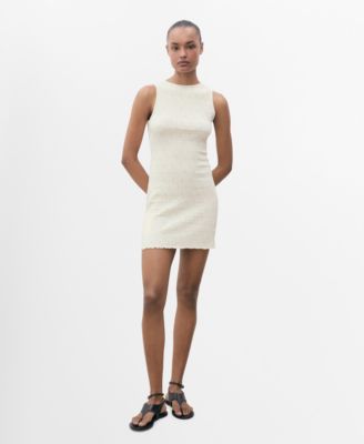 MANGO - Women's Fitted Textured Knit Dress