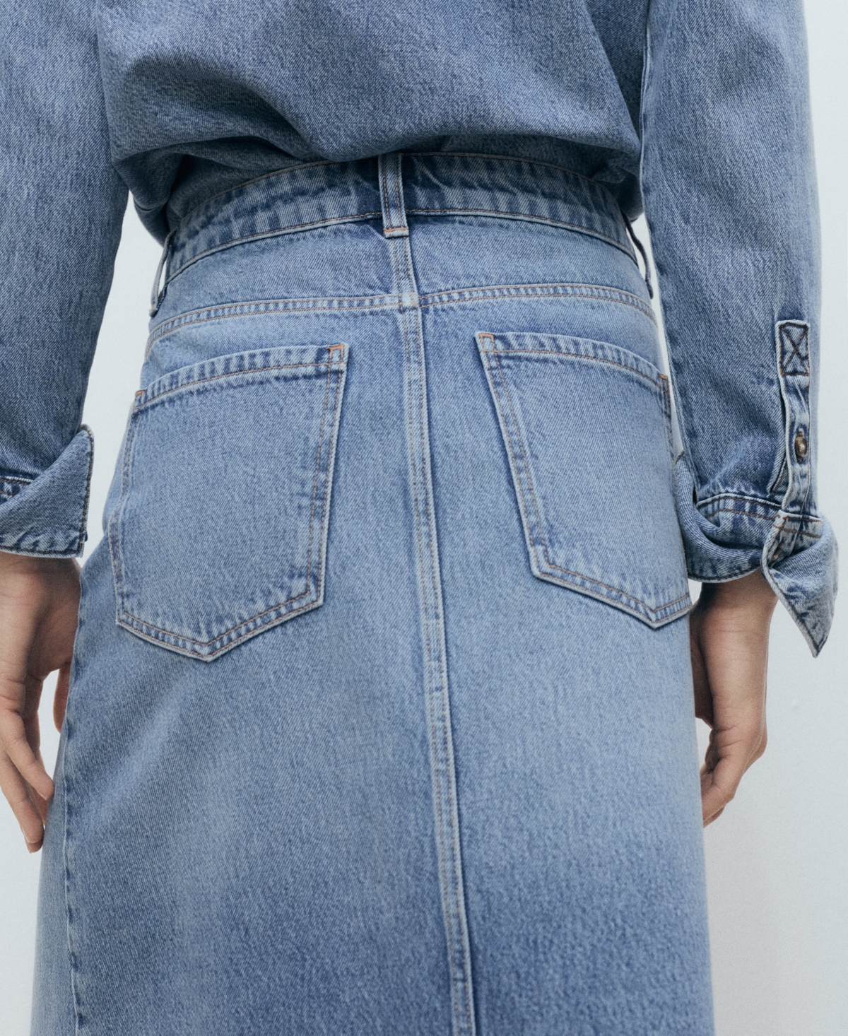 Mango Denim Midi Skirt