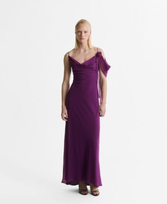 MANGO - Women's Flower Detail Draped Dress