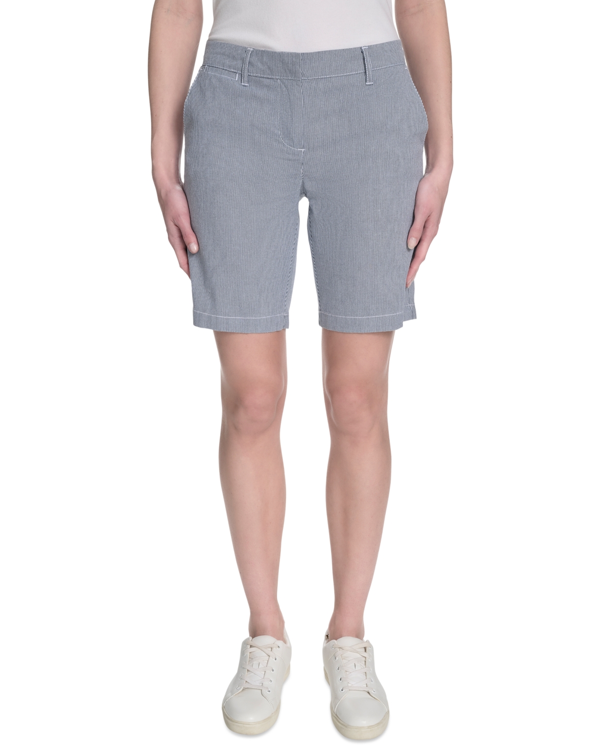 Women's Striped Riviera Mid-Rise Shorts - Blue/white