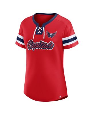 Women's Red Washington Capitals Iconic Athena Lace-Up T-Shirt