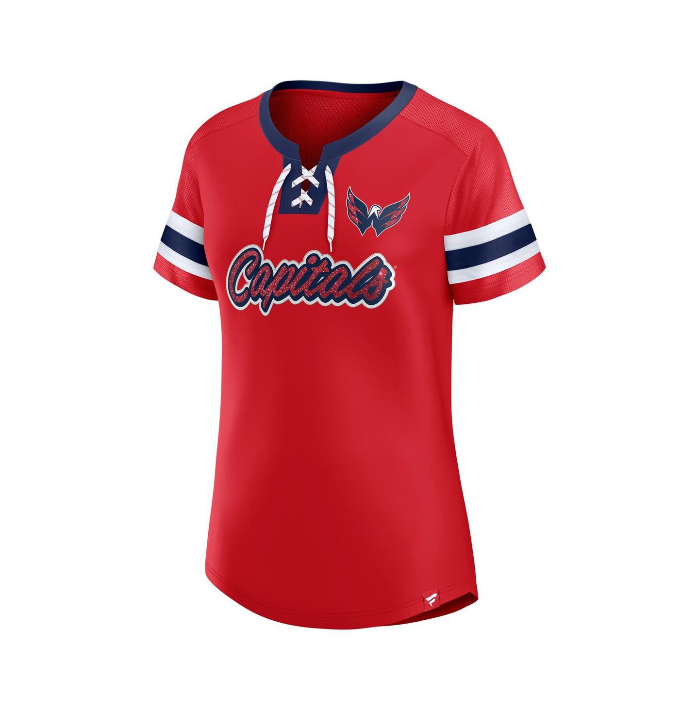 Женская футболка Fanatics Red Washington Capitals Iconic Athena Lace-Up — фото 2