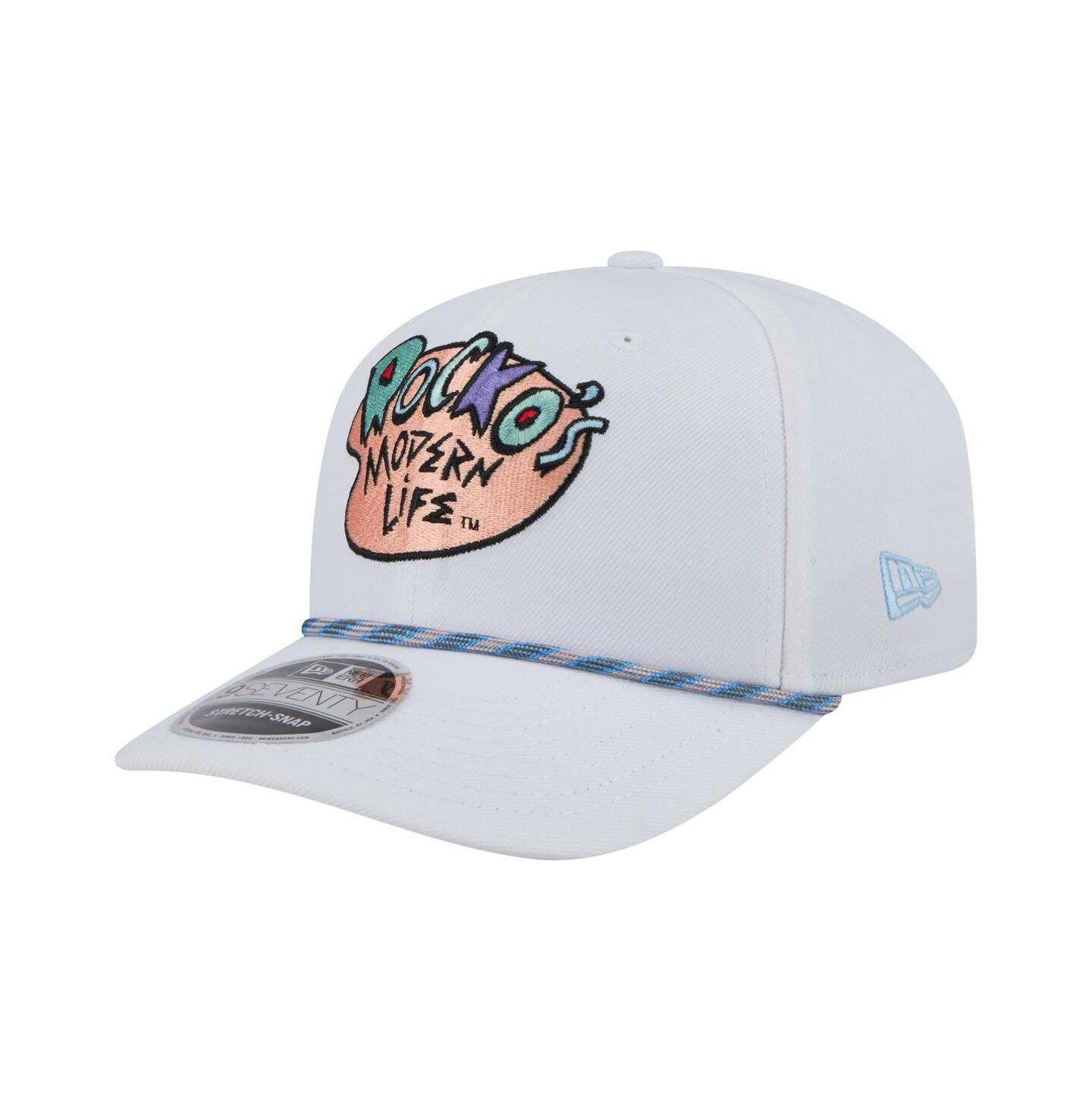 Мужская кепка New Era White Rocko's Modern Life Rope 9SEVENTY Stretch snap Adjustable Hat — фото 1
