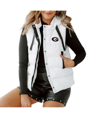 Gameday Couture - Women's White Georgia Bulldogs&nbsp;Hooded Full-Snap Puffer Vest