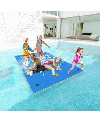 Blue Water Floating Mat Foam Pad, 9x6FT Bouncy Tear-Resistant XPE Foam