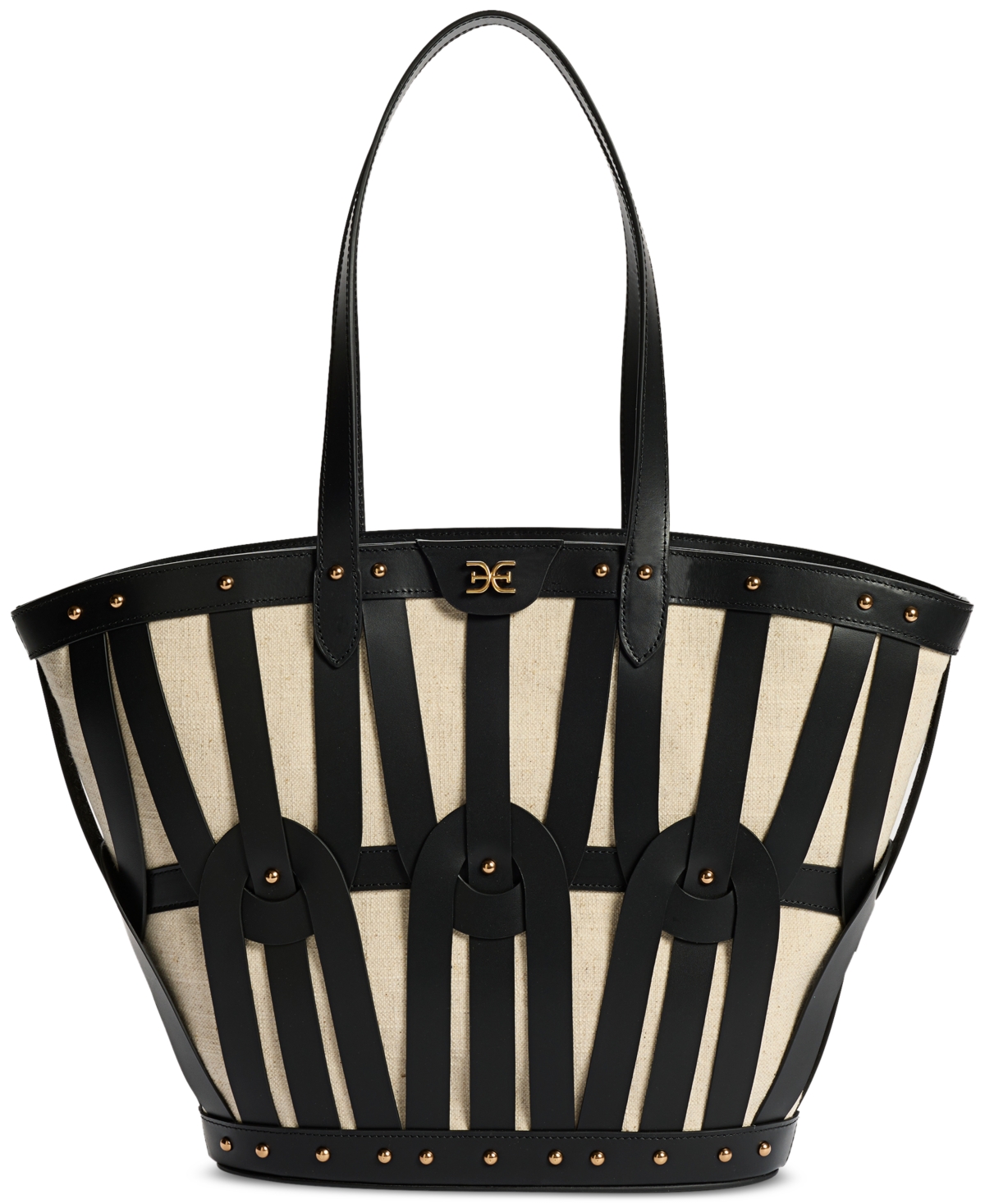 Bay Extra Large Dye Cut Leather Tote Bag - Black