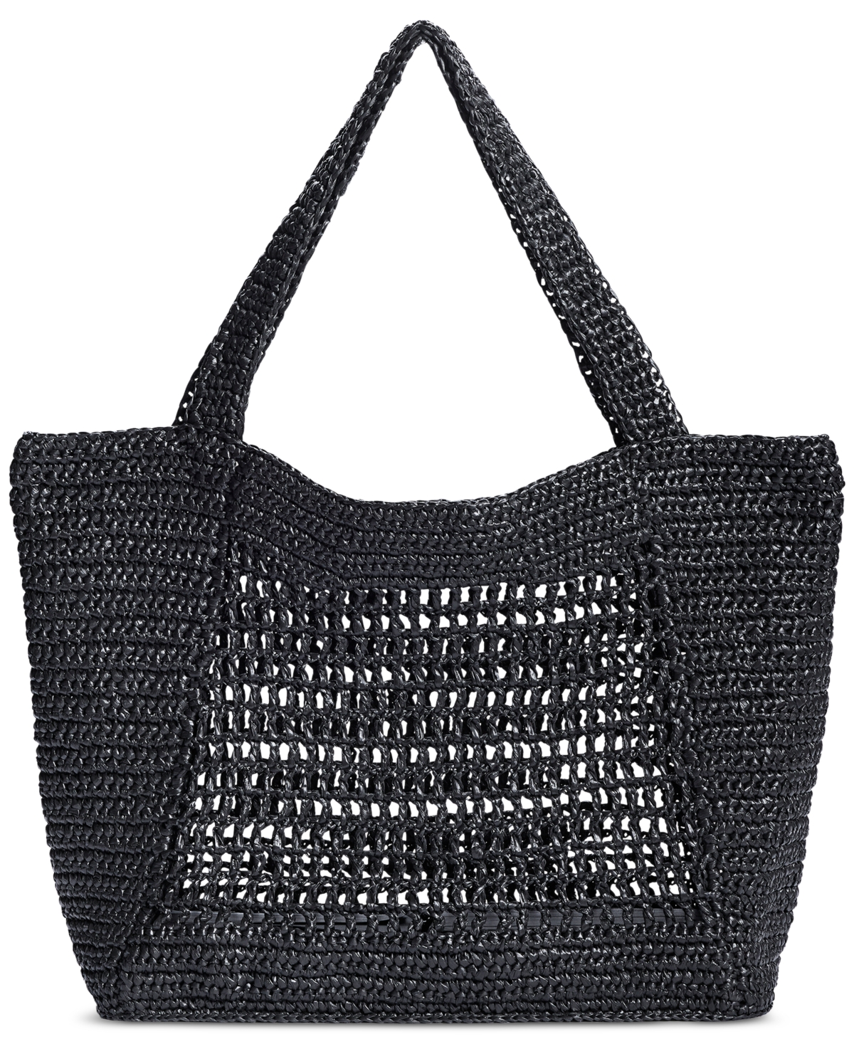 Sam Edelman Marcie Open Weave Raffia Tote In Black