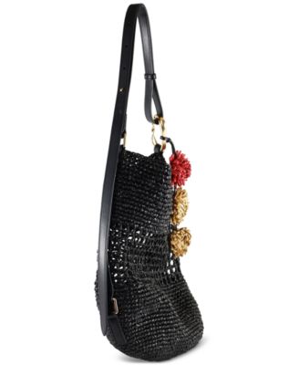 Marcie Open Weave Raffia Bucket Bag