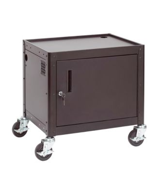 AV Presentation Cart Stand with Storage Box, Black, 1