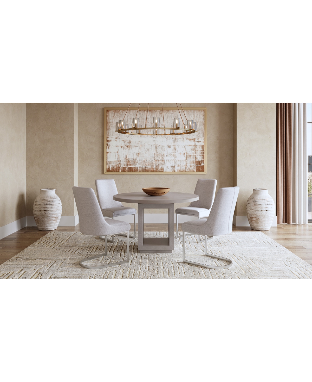 Macy's Tivie 5-pc. Dining Set (round Table & 4 Metal Dining Chairs) In White