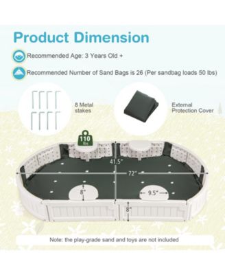 6 Feet Kids Oval Sandbox with Built-in Corner Seat and Bottom Liner