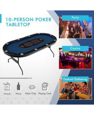 Foldable 10-Player Poker Table with LED Lights and USB Ports Ideal for Texas Casino