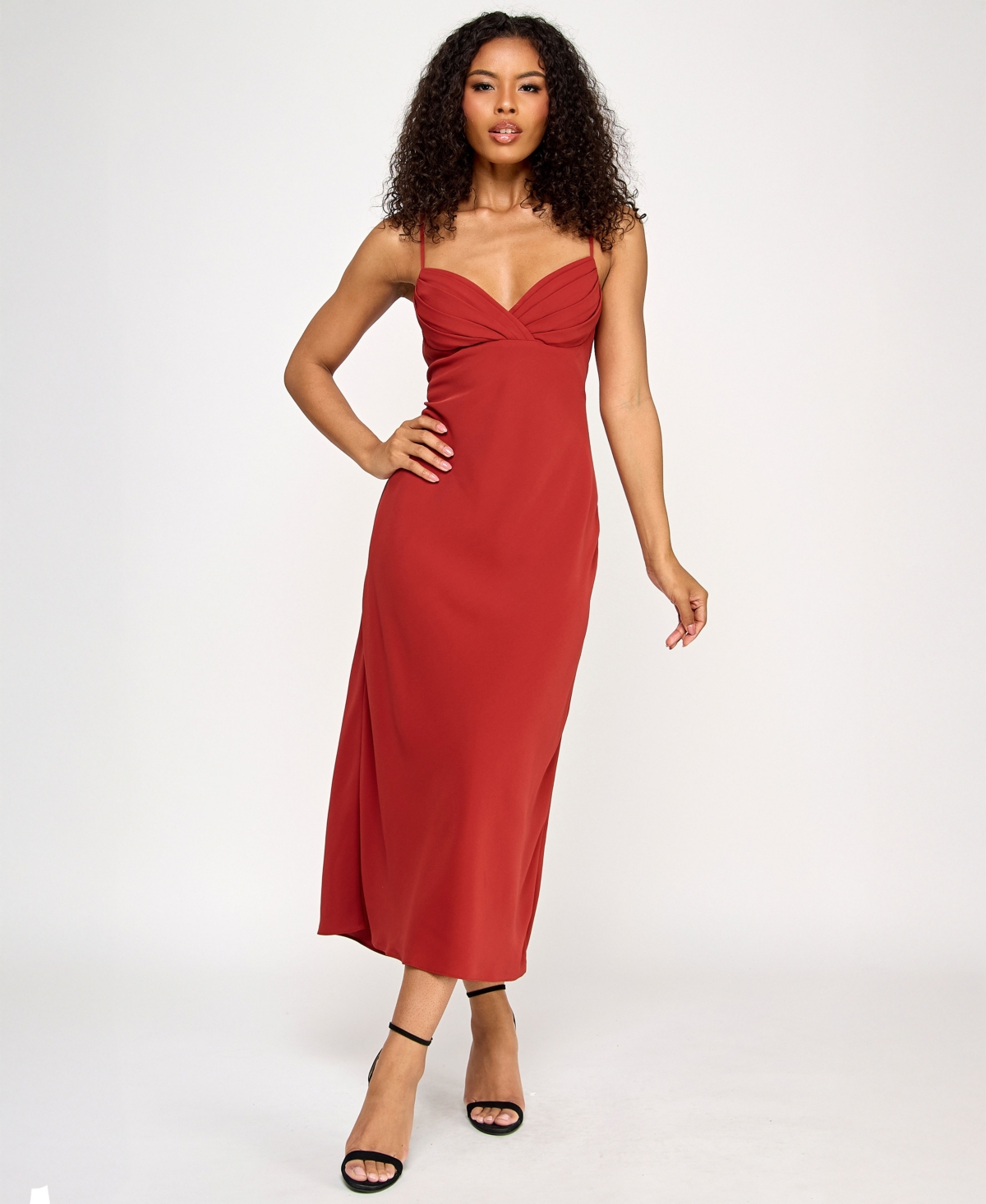 Seni & Cade Juniors' Pleated Bust Sleeveless Midi Dress