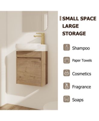 16" Bathroom Vanity with Sink and Soft-Close Doors for Small Spaces