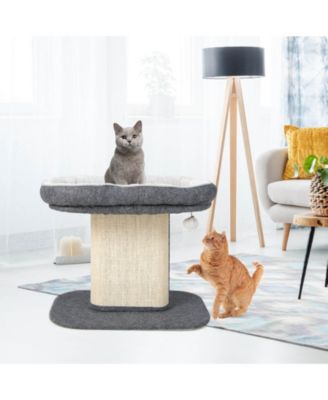 SUGIFT Modern Cat Tree Tower with Large Plush Perch and Sisal Scratching Plate