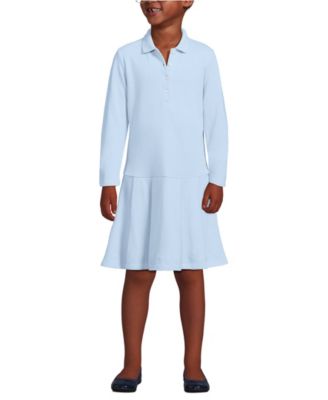 Big Girls Long Sleeve Mesh Pleated Polo Dress