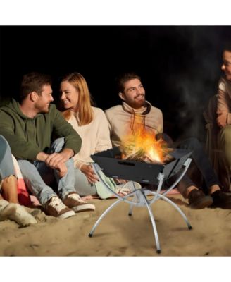 3-in-1 Camping Campfire Grill with Stainless Steel Grills Carrying Bag & Gloves