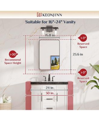 16x24 Inch Brushed Gold Bathroom Vanity Mirror Tempered Glass Metal Framed