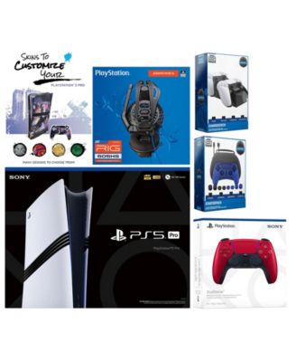 Playstation 5 Pro Bundle with Extra Sterling Silver Controller, Plantronics Headset, Pro Gamer Kit, Dual Charge Dock and MightySkins Decal Vouche