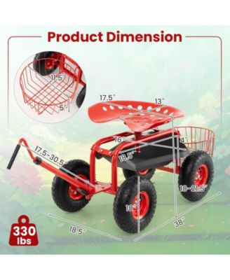 Rolling Garden Cart Wagon with Extendable Handle for Easy Transport