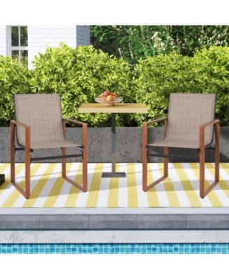 Outdoor Dining Chairs with Breathable Seat and Backrest Set of 2-Brown