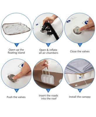 Floating Canopy Island Inflatable Pool Float Lounge Raft w/ Retractable Canopy