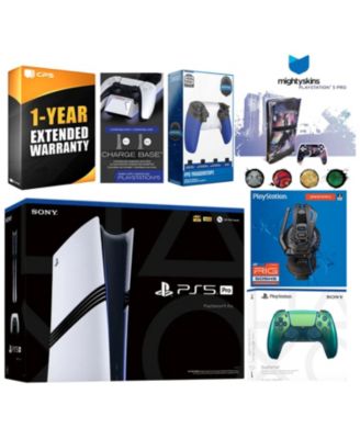 Pro bundle with extra controller, Plantronics headset, trigger stop kit, dual charge dock, MightySkins voucher, 1-yr warranty console