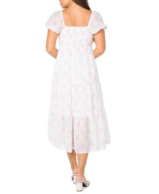 Juniors' Smocked Puff-Sleeve Midi Dress