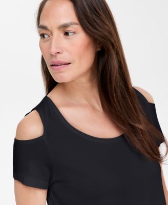 JM Collection Women's Short-Sleeve Cold-Shoulder Top