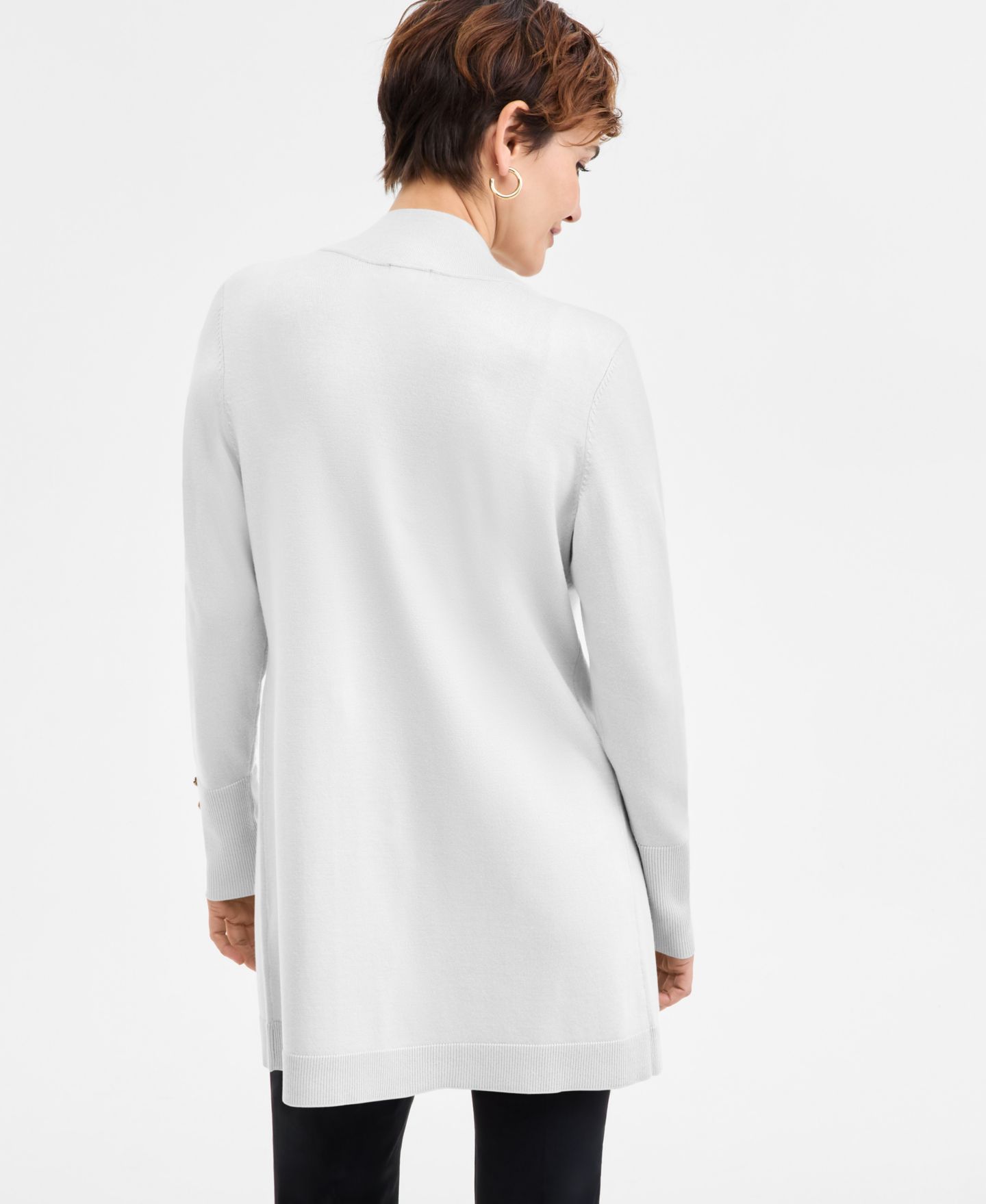Женский кардиган JM Collection Button-Sleeve Flyaway, цвет: Яркий белый — фото 4