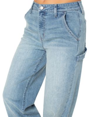 Juniors' Curvy Wide-Leg Carpenter Jeans