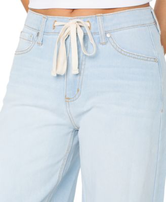 Juniors' Drawstring-Waist Wide-Leg Jeans