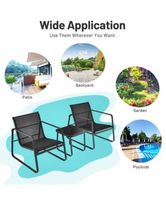 3PCS Patio Bistro Set Conversation Furniture Set w/ Fast-Drying Fabric
